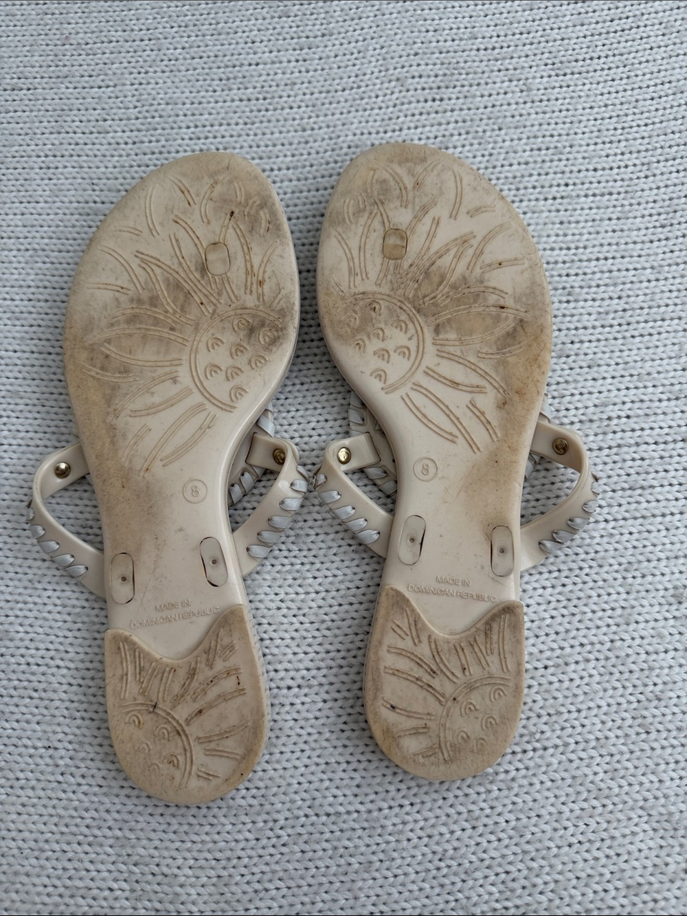 Jack Rogers Georgica Jelly Sandals Cream/Tan Size 8 - Picture 3 of 4